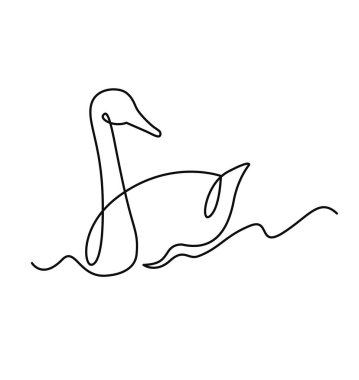 Kuğu sürekli bir satır vektör çizim.