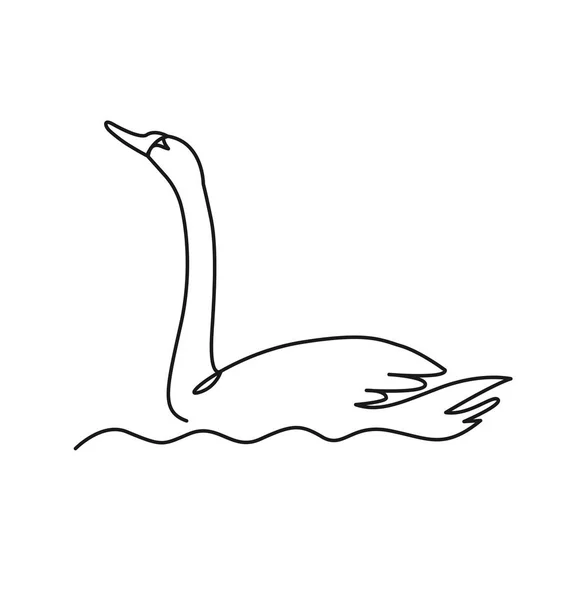 Лебедь непрерывный векторный рисунок . — стоковый вектор