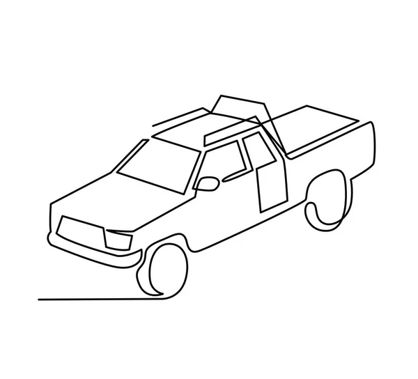 Desenho de linha contínua de pickup caminhão transporte vetor ilustração conceito simples . — Vetor de Stock