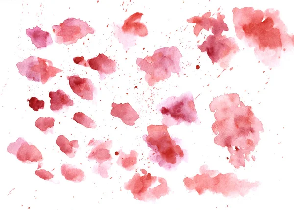 Watercolor bloody red splashes texture background. Hand drawn blood blots drawing. — Stock Photo, Image