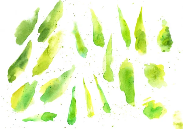 Yeşil Suluboya Sıçrama Dokusu Çizimi Sarı Yeşil Lekeler Çiziyor Arka — Stok fotoğraf