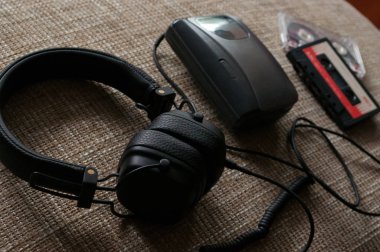 Müzikal retro ses ekipmanları, kompozisyon. Müzik. Arka plan.