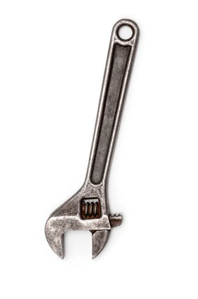 Swedish Adjustable Wrench Open Condition Old Wrench Isolated White Background — Stock Photo, Image