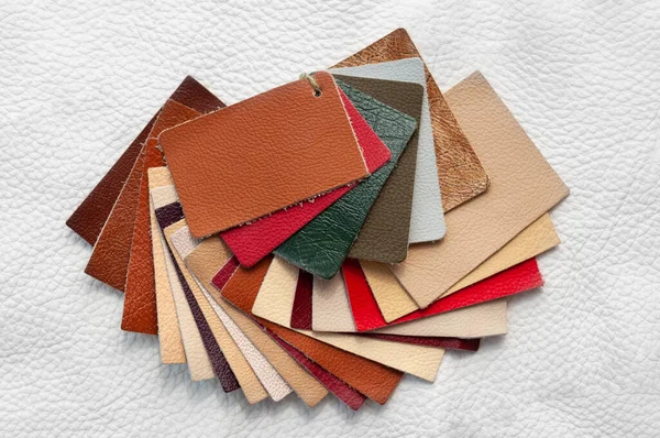 Multi Colored Pieces Leather Background Leather Kraft Texture — Stock Photo, Image