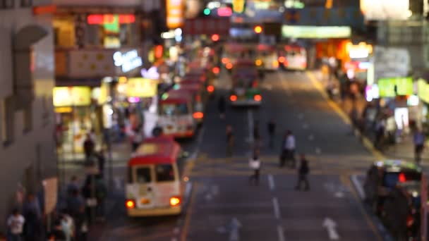Hong Kong sokaklarında gece trafik — Stok video