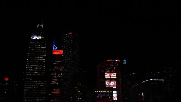 Nacht Wolkenkratzer hongkong — Stockvideo