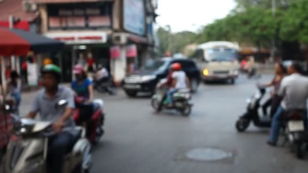 亚洲城市道路上的混乱交通。模糊画面 — 图库视频影像