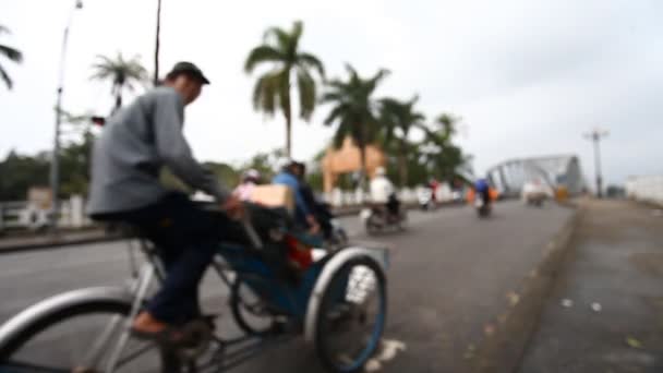 Bulanık Asya trafik görüntüleri. Şehir ulaşım, sokak kaos hareket — Stok video