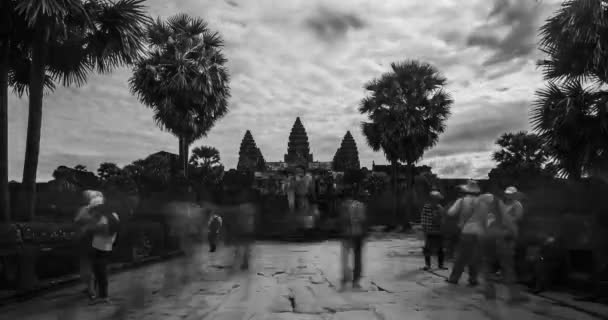 Angkor Wat Lindo filme preto e branco timelapse — Vídeo de Stock
