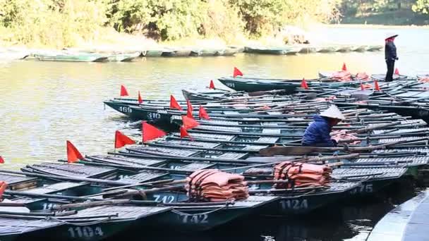 Populární výletní plavby v tam COC Vietnam — Stock video