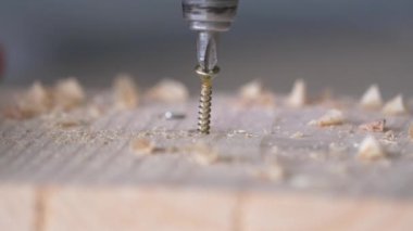 Tahta vida ve tornavida yavaş çekim yakın çekim çekim çekim.