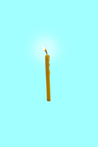 Orange Candle Orange Paraffin Wax Burning Party Candle Retouch Concept — Stock Photo, Image