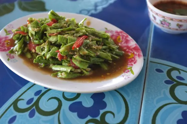 Dlouhé Fazole Thajský Pikantní Salát — Stock fotografie