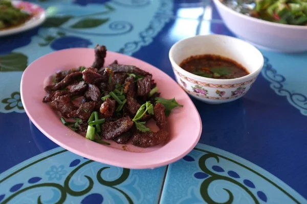 Carne Res Frita Neur Dad Diew Thai Fried Sun Dried — Foto de Stock