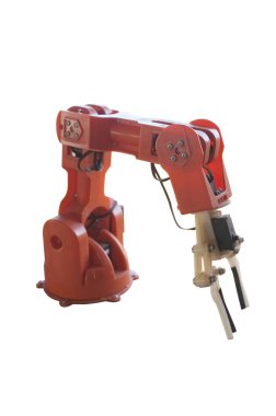 Sanayi robotik kol beyaz arka plan üzerinde