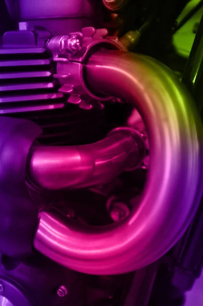 Kleurrijke Motorfiets Motor Close Detail Achtergrond — Stockfoto