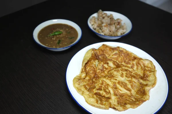 Shrimp Paste Chilisoße Oder Nam Prik Mit Schweinefleisch Kratzen — Stockfoto