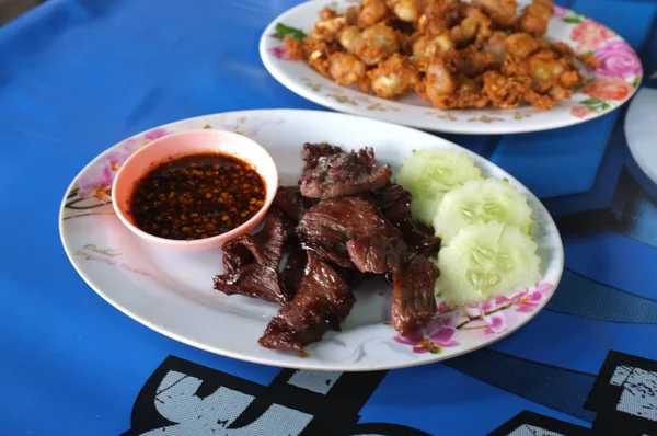 Thai Fried Sun Dried Beef — Stock Photo, Image