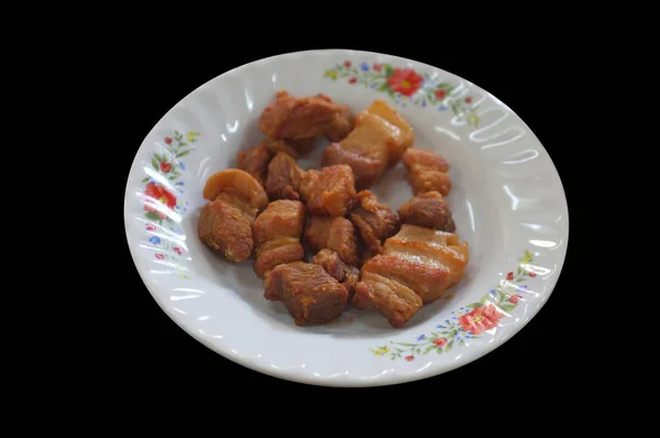 Deep fried pork belly with fish sauce — Stock Photo, Image