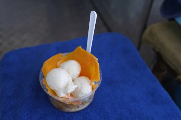Frozen Eggs Coconut Ice Cream or Frozen yolk with Coconut ice cream .