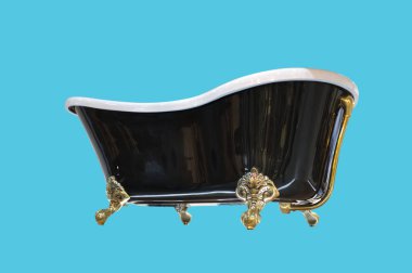 Beautiful classic style black and white with golden claw foot bathtub clipart