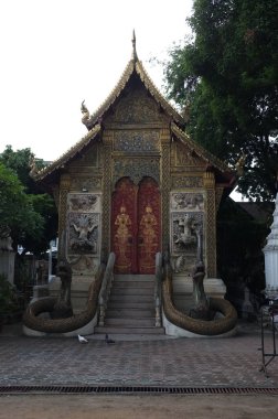 Chiang Mai , Thailand : September 14 2019 : Wat Ket Karam chapel decorated with stucco designs is very exquisite.