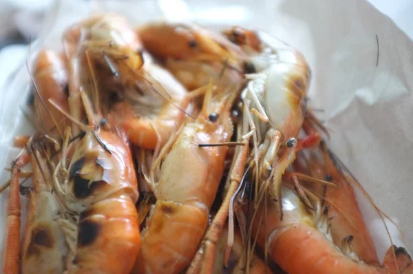 Crevettes Grillées Crevettes Grillées Fruits Mer Thaïlandais — Photo