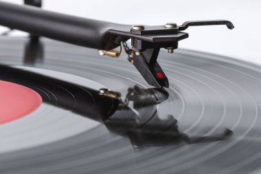 Arka plan kartuş vinil kayıtlar için. Bir pikap kafası Tonorms. Uzay kopyalayın. Yakın çekim.