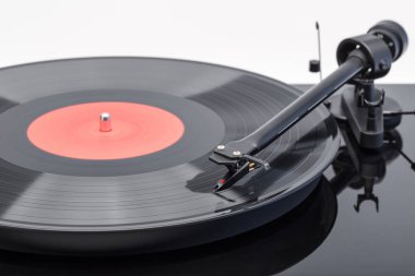 DJ pikap için vinil kayıtlar, kartuş tonearm ve metin için yer.
