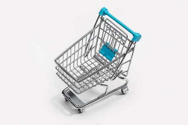 Miniature Shopping Trolley Shopping Top View Copy Space — Stock Photo, Image