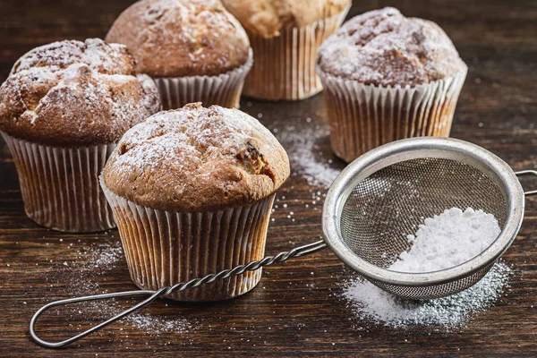 Cupcake Cottura Fatta Casa Muffin Con Uvetta — Foto Stock