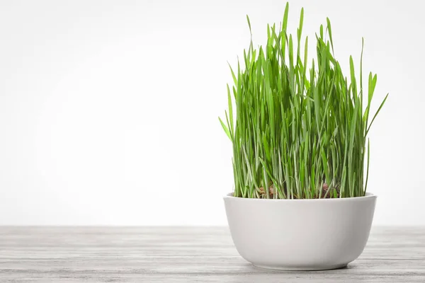 Concetto Alimentazione Sana Germogli Grano Verde Tazza Bianca — Foto Stock