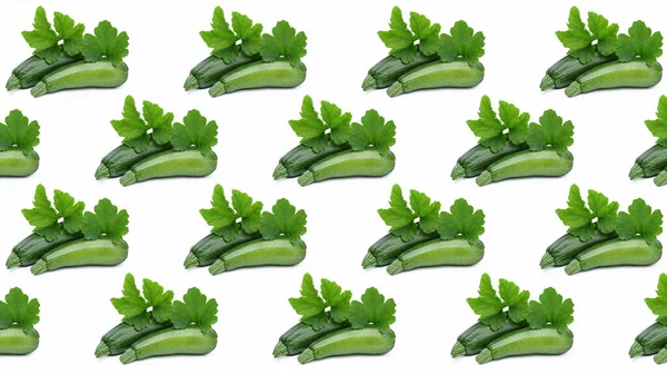 Background Pattern Green Cucumbers Leaves White Background — Stock Photo, Image