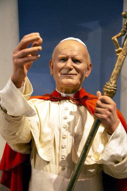 New York, Amerika Birleşik Devletleri - 30 Nisan 2018: Madame Tussauds New York Papa John Paul II