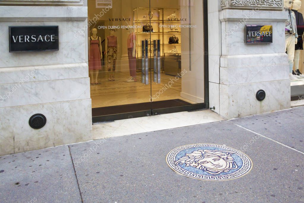 New York, USA - April 29, 2018: Versace store in central Manhattan