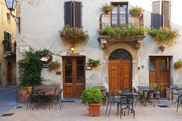 Pienza Itálie Srpna 2018 Osteria Pienza Toskánsko Vnější Pohled Venkovními — Stock fotografie