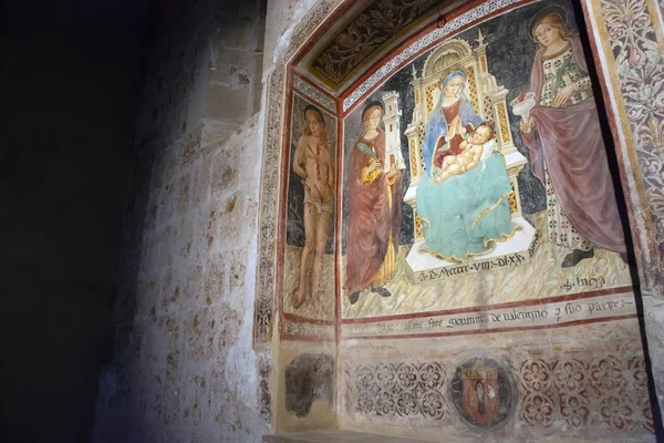 Středověké Fresky Malém Kostelíku Sovana Itálie — Stock fotografie