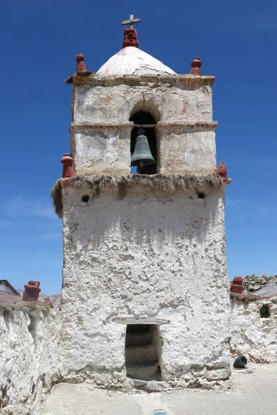 Eski Çan Kulesinde Parinacota Şili Andes Küçük Köyü — Stok fotoğraf
