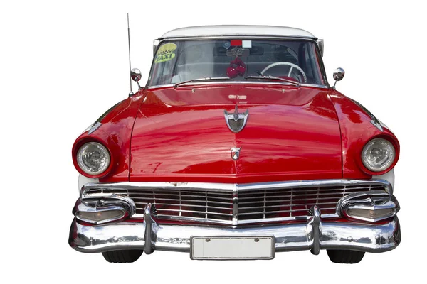 Corte Ford Vermelho Branco Vintage Cuba — Fotografia de Stock