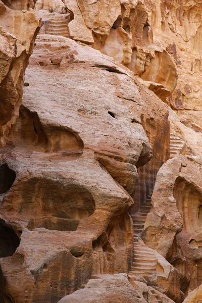 Marches Sculptées Dans Rocher Little Petra Jordanie — Photo