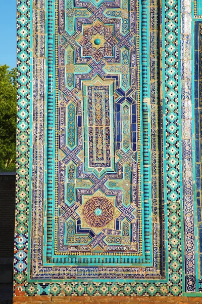Декорация Мавзолея Самарканде Узбекистан Детали Древнего Исламского Некрополя Шах Зинда — стоковое фото