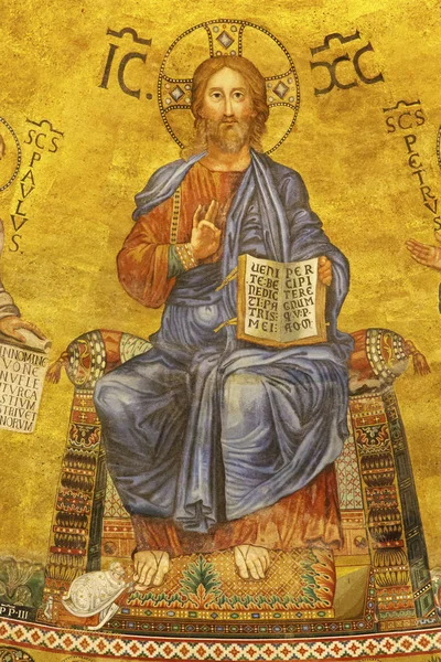 Rome Italy April 2015 Jesus Mosaic 800 Years Old Old — Stock Photo, Image