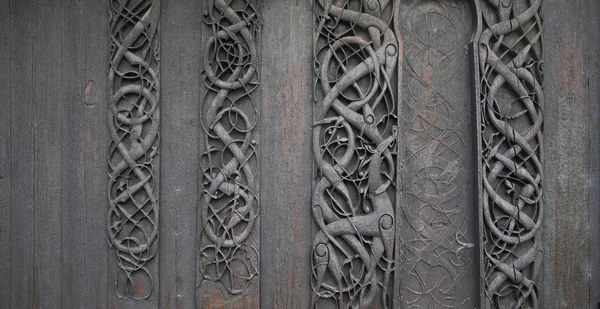 Ancient Celtic Artworks Out Urnes Stavkirke Norway — Stock Photo, Image