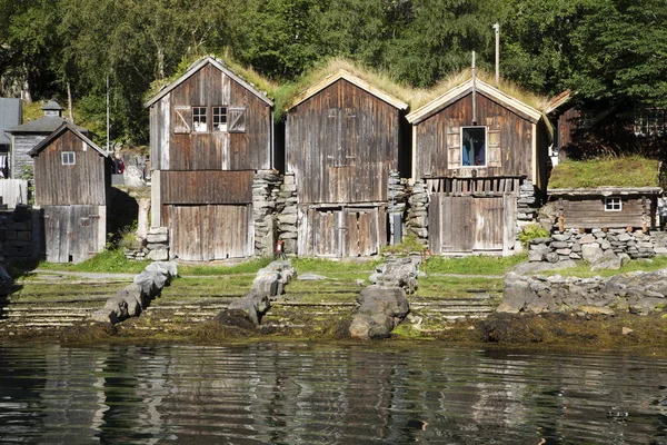 Staré Rybářské Domy Přístavu Geiranger Norsko — Stock fotografie