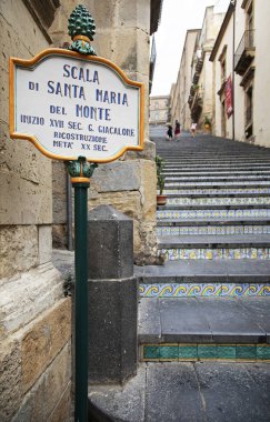 Caltagirone, Sicilya'daki Scalinata di S.Maria del Monte'den detaylar