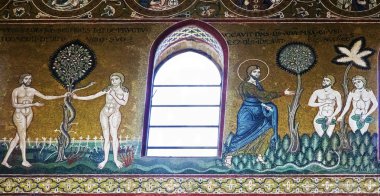Monreale katedrali mozaiklerinde Adem ve Havva, Sicilya