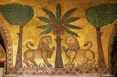 Palermo, İtalya'da eski aslan mozaikleri
