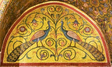 Ancient mosaics of peacocks in Palermo, Italy clipart