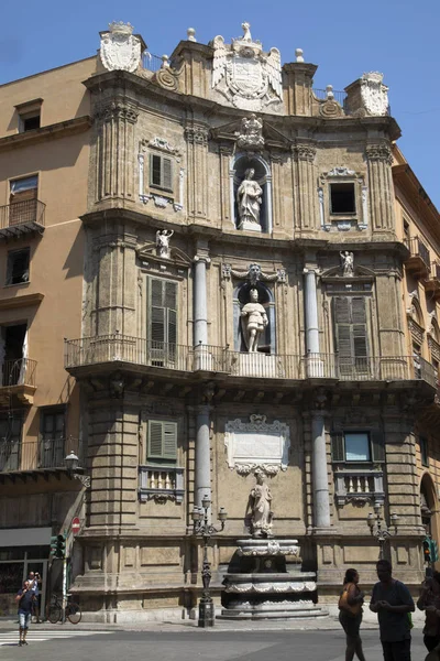 Palermo Sicílie Itálie Srpna 2019 Budova Quattro Chvalozpěvy Palermu — Stock fotografie