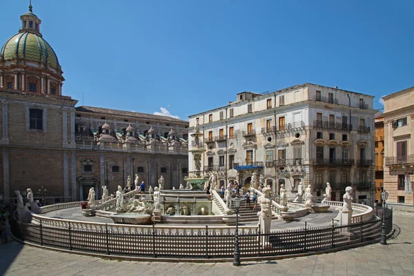 Palermo Italia Agosto 2019 Fontana Pretoria Palermo — Foto Stock